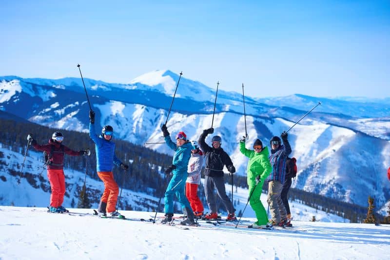 Group of skiers on the slopes